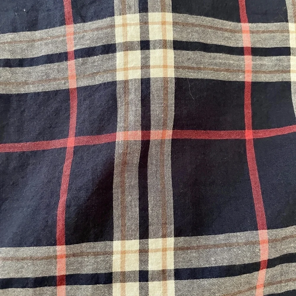 J. Crew Factory The Perfect Shirt long sleeve plaid button MED navy pink white